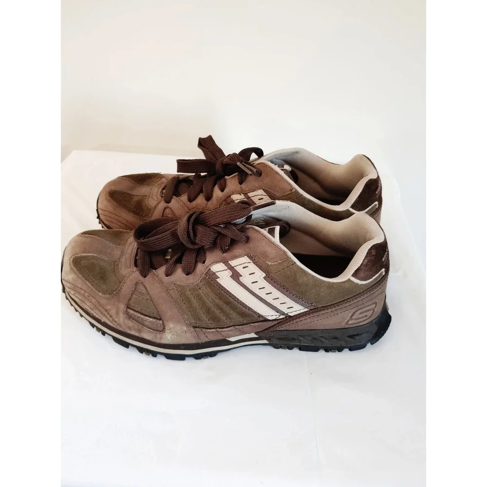 Skechers Sport Energy After Burn Men 9.5 Brown Olive Comfy Lifestyle Brand Shoes